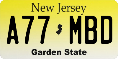 NJ license plate A77MBD