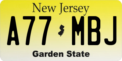NJ license plate A77MBJ