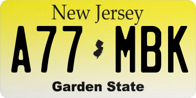 NJ license plate A77MBK