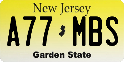 NJ license plate A77MBS