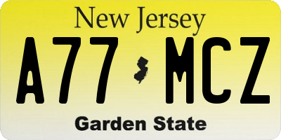 NJ license plate A77MCZ