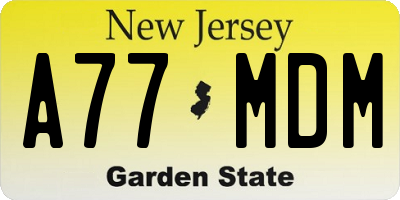 NJ license plate A77MDM