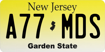 NJ license plate A77MDS
