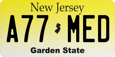 NJ license plate A77MED