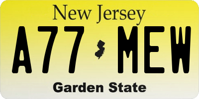 NJ license plate A77MEW