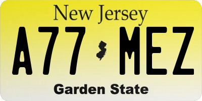 NJ license plate A77MEZ