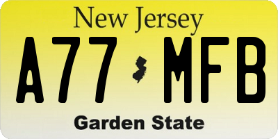 NJ license plate A77MFB
