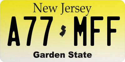 NJ license plate A77MFF