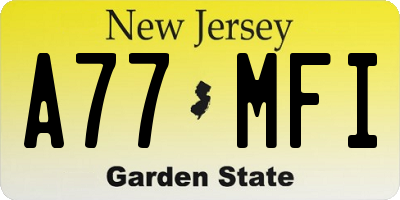 NJ license plate A77MFI