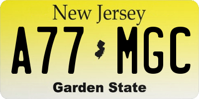 NJ license plate A77MGC