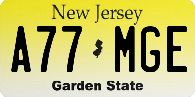 NJ license plate A77MGE