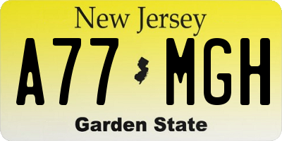 NJ license plate A77MGH