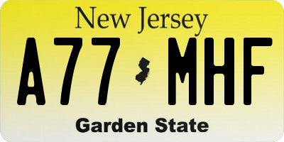 NJ license plate A77MHF
