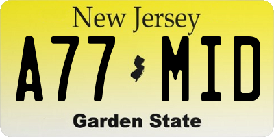 NJ license plate A77MID
