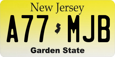 NJ license plate A77MJB