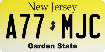 NJ license plate A77MJC