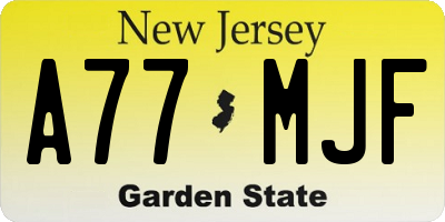 NJ license plate A77MJF