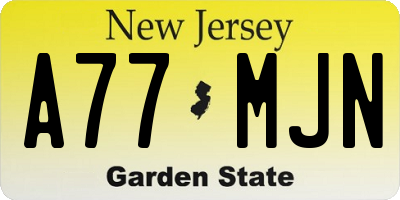 NJ license plate A77MJN