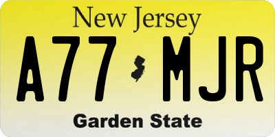 NJ license plate A77MJR