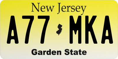 NJ license plate A77MKA