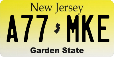 NJ license plate A77MKE