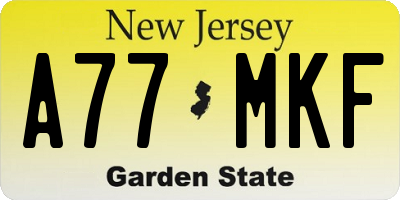 NJ license plate A77MKF