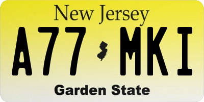 NJ license plate A77MKI