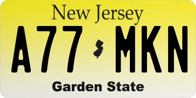 NJ license plate A77MKN