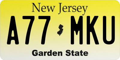 NJ license plate A77MKU