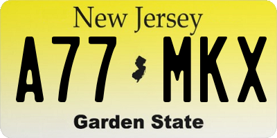 NJ license plate A77MKX