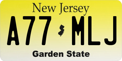NJ license plate A77MLJ