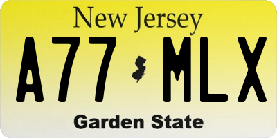 NJ license plate A77MLX