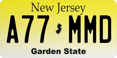 NJ license plate A77MMD