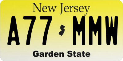 NJ license plate A77MMW