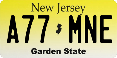 NJ license plate A77MNE