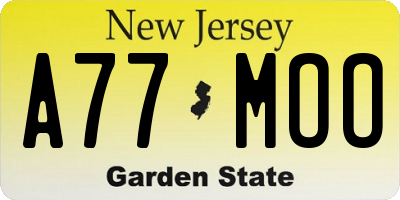 NJ license plate A77MOO