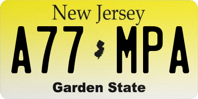 NJ license plate A77MPA