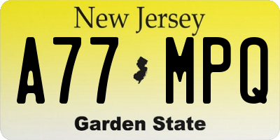 NJ license plate A77MPQ