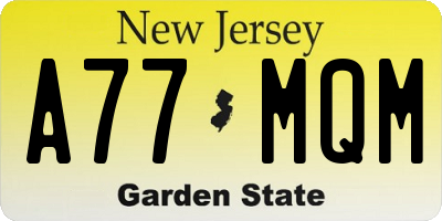 NJ license plate A77MQM