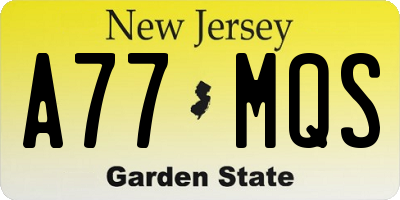 NJ license plate A77MQS