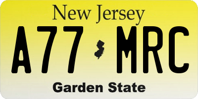 NJ license plate A77MRC