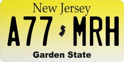 NJ license plate A77MRH