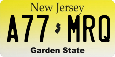 NJ license plate A77MRQ