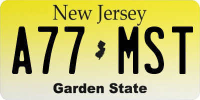 NJ license plate A77MST
