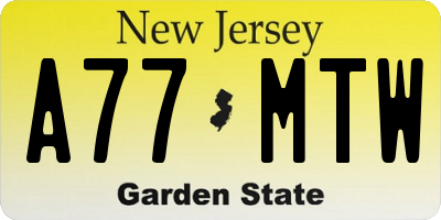NJ license plate A77MTW