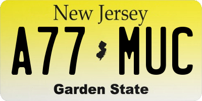 NJ license plate A77MUC