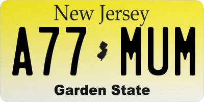NJ license plate A77MUM