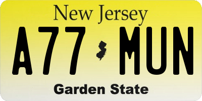 NJ license plate A77MUN
