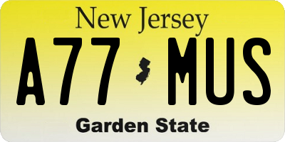 NJ license plate A77MUS