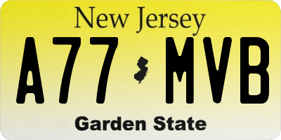 NJ license plate A77MVB